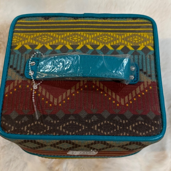Silpada Teal and Red Patterned Jewelry Bag. NWOT - Picture 3 of 8